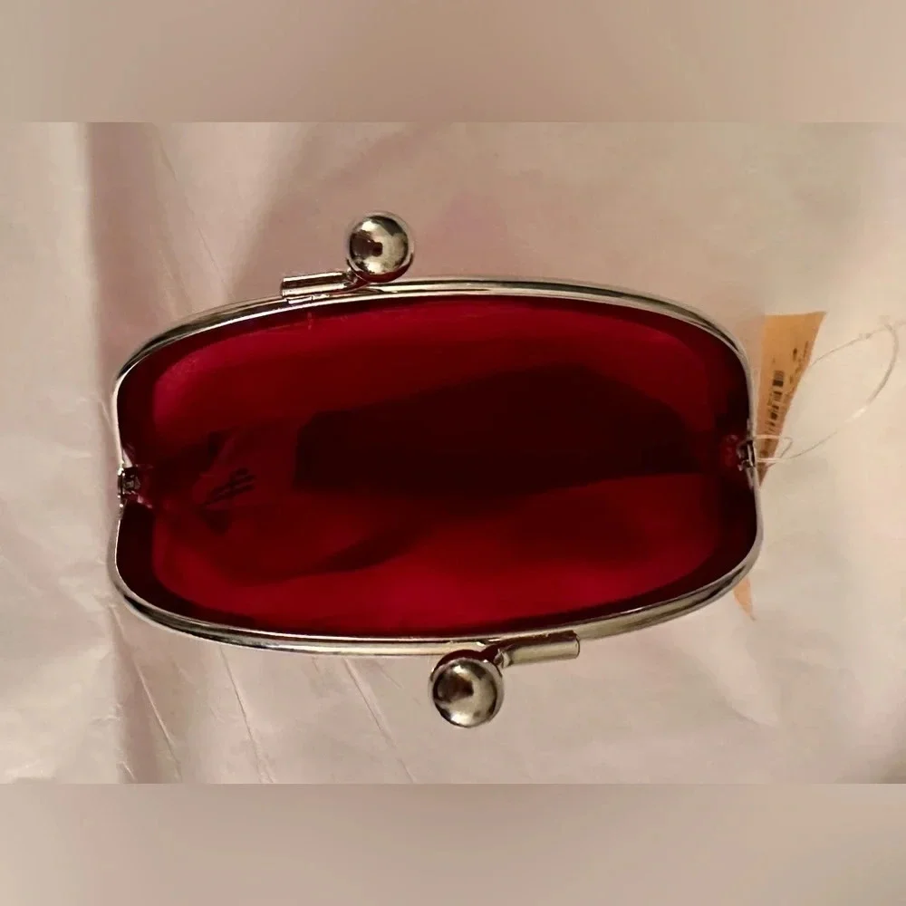 NWT Harrods Red and White Poka Dot Change Purse